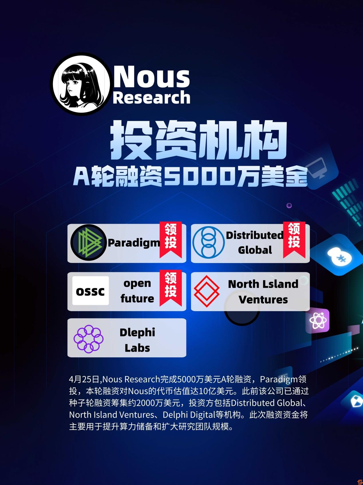加密风险投资巨头 Paradigm 以 10 亿美元的代币估值向去中心化 AI 初创公司 Nous Research 押注 5000 万美元