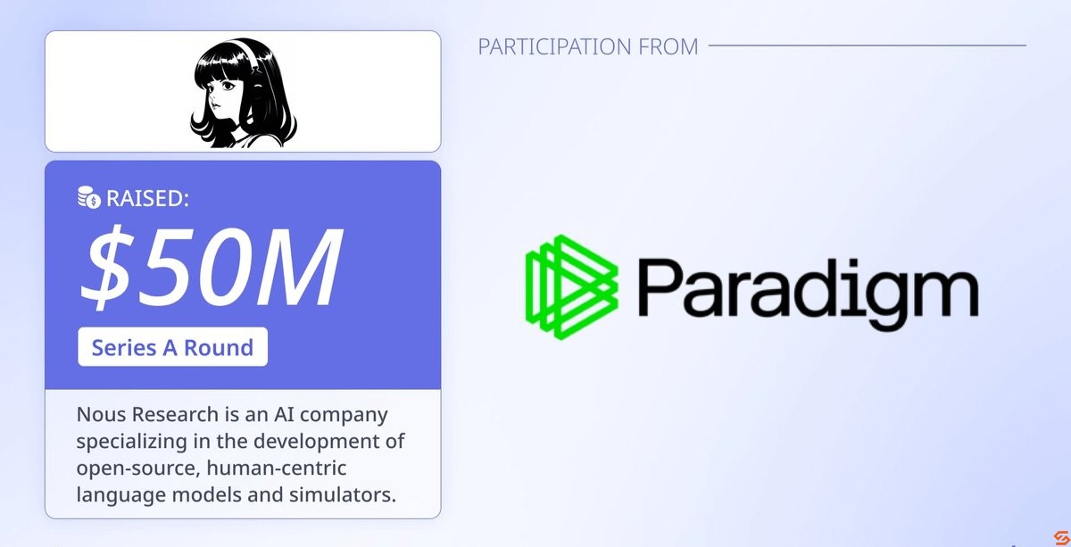 加密风险投资巨头 Paradigm 以 10 亿美元的代币估值向去中心化 AI 初创公司 Nous Research 押注 5000 万美元